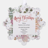 フローラフレーム新生児メリークリスマス オーナメントカード (裏面)