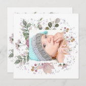 フローラフレーム新生児メリークリスマス シーズンカード (正面/裏面)