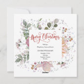 フローラフレーム新生児メリークリスマス シーズンカード (裏面)