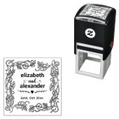 フローラフレーム新郎新婦の結婚名前のカップル セルフインキングスタンプ (インサイチュ)