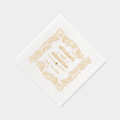 フローラフレーム新郎新婦の結婚名前のカップル 箔ナプキン (右)