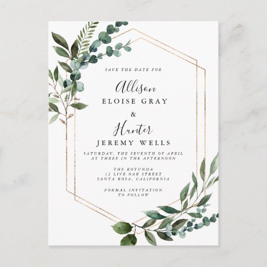 フローラフレーム日付の保存 ポストカード (正面)