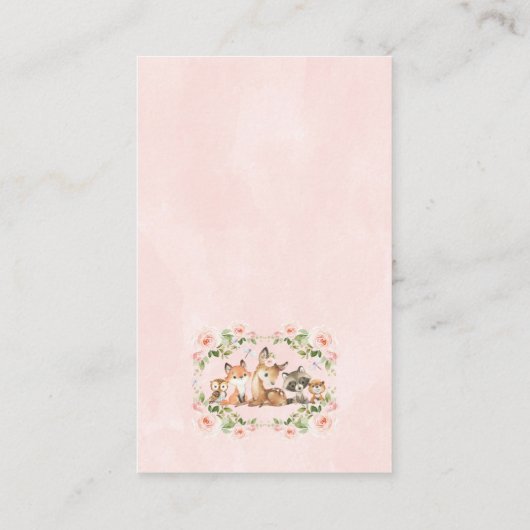 フローラフレーム木版木版赤ちゃんシャワー予約リクエスト 名刺 (裏面)