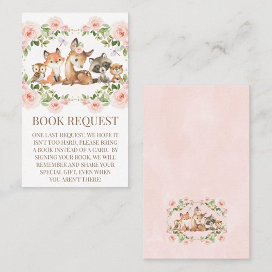 フローラフレーム木版木版赤ちゃんシャワー予約リクエスト 名刺 (正面/裏面)