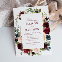 フローラフレーム水色ブルゴーニュ開花結婚ズ