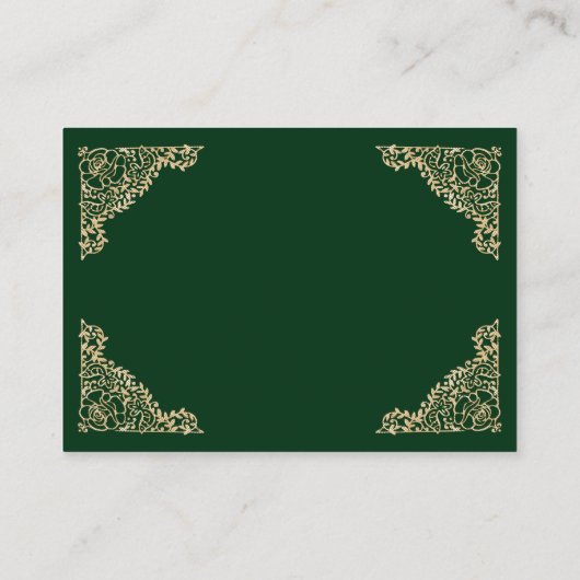 フローラフレーム緑と金ゴールド結婚の詳細 エンクロージャーカード (裏面)