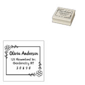 フローラフレーム葉デイジー ラバースタンプ (押印)