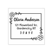 フローラフレーム葉デイジー ラバースタンプ (インプリント)