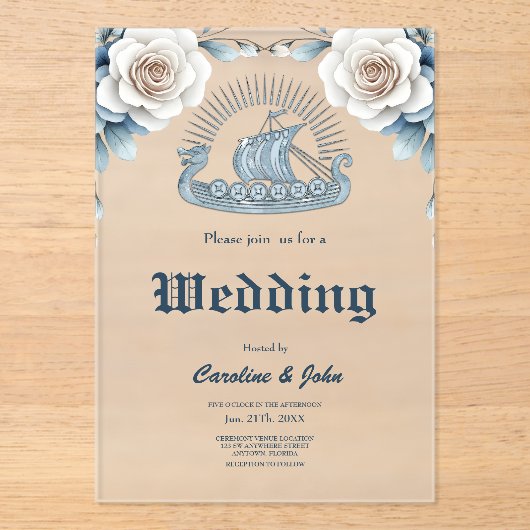 フローラフレーム(バラとケルトデザイン) アクリル招待状 (正面)