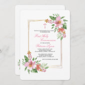 フローラフレーム(ピンク招待状) 招待状 (正面/裏面)