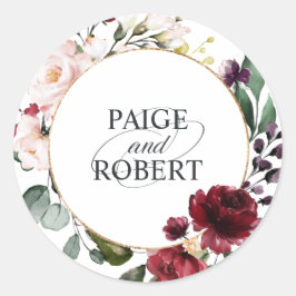 フローラフレーム(ブルゴーニュと金ゴールド) ラウンドシール