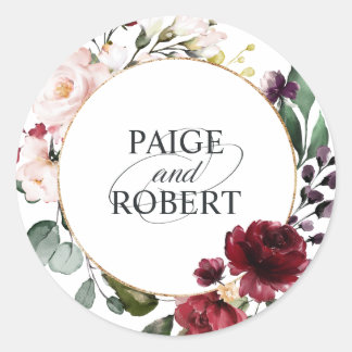 フローラフレーム(ブルゴーニュと金ゴールド) ラウンドシール