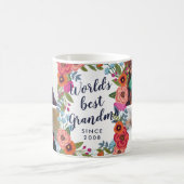 フローラフレーム – 世界のおばあちゃん最高のフォトコラージュ コーヒーマグカップ (中央)