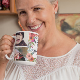 フローラフレーム – 世界のおばあちゃん最高のフォトコラージュ コーヒーマグカップ