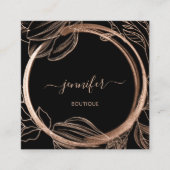 フローラフレームQRコードロゴブラックバラ 王室の スクエア名刺 (正面)