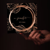 フローラフレームQRコードロゴブラックバラ 王室の スクエア名刺