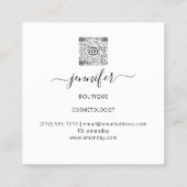 フローラフレームQRコードロゴ金ゴールドガーデンピンク スクエア名刺 (裏面)