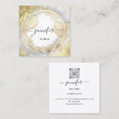 フローラフレームQRコードロゴ金ゴールドグレーショップ スクエア名刺 (正面/裏面)