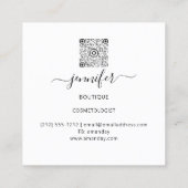 フローラフレームQRコードロゴ金ゴールドティール（緑がかった色）サンゴ スクエア名刺 (裏面)