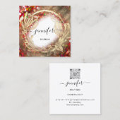 フローラフレームQRコードロゴ金ゴールド赤紙吹雪 王室の スクエア名刺 (正面/裏面)