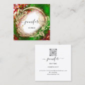 フローラフレームQRコードロゴ金ゴールド赤緑王室の スクエア名刺 (正面/裏面)