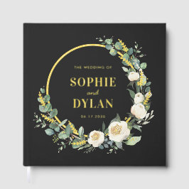 フローラフープエレガントな結婚式の編集可能カラー ゲストブック