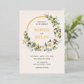 フローラフープ箔編集可能カラー結婚式招待状 箔招待状 (立ち正面)