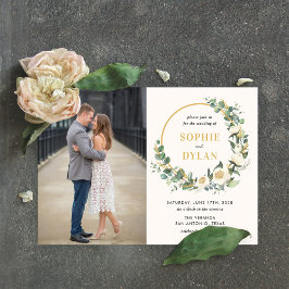 フローラフープ編集可能カラーフォト結婚ズ 招待状