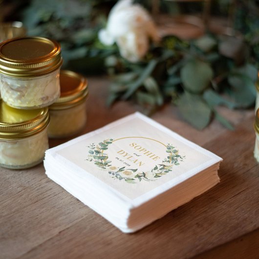 フローラフープ編集可能カラー結婚のナプキン スタンダードカクテルナプキン