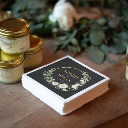 フローラフープ編集可能カラー結婚のナプキン スタンダードカクテルナプキン