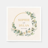 フローラフープ編集可能カラー結婚のナプキン スタンダードカクテルナプキン (正面)