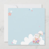 フローラフールズブルー男の赤ちゃんフォト誕生 案内状 (裏面)