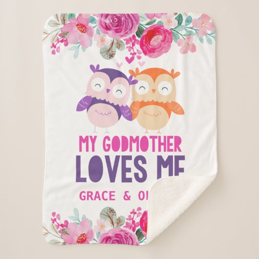 フローラフールベビーブランケット – 私のゴッドマザーは私を愛している シェルパブランケット (正面)