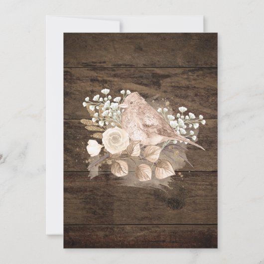 フローラフ素朴ラワーカントリーウッ結婚ドズ 招待状 (裏面)