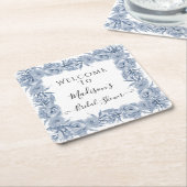 フローラブエレガントルーチノイスリーブライダルシャワー スクエアペーパーコースター (アングル)