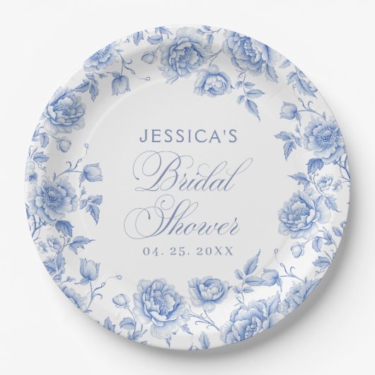 フローラブエレガントルーチノイスリーブライダルシャワー ペーパープレート (正面)