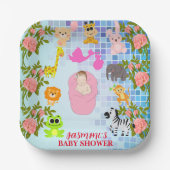 フローラブカラフルルーボーーベイビーシャワー紙プレート ペーパープレート (正面)