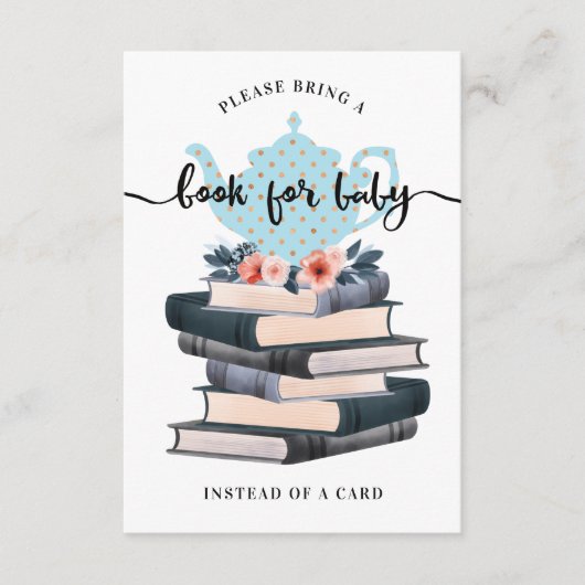 フローラブック用男の赤ちゃんブルーヴィンテージティーパーティー エンクロージャーカード (正面)