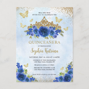 フローラブモダンルー金ゴールドティアラQuinceaenera ポストカード