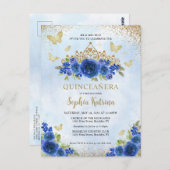 フローラブモダンルー金ゴールドティアラQuinceaenera ポストカード (正面/裏面)