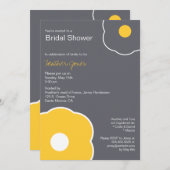 フローラブライダモダンルシャワーの招待(黄色/灰色) 招待状 (正面/裏面)