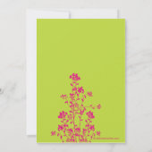 フローラブライダモダンルシャワー招待ライム明るい赤紫色 招待状 (裏面)