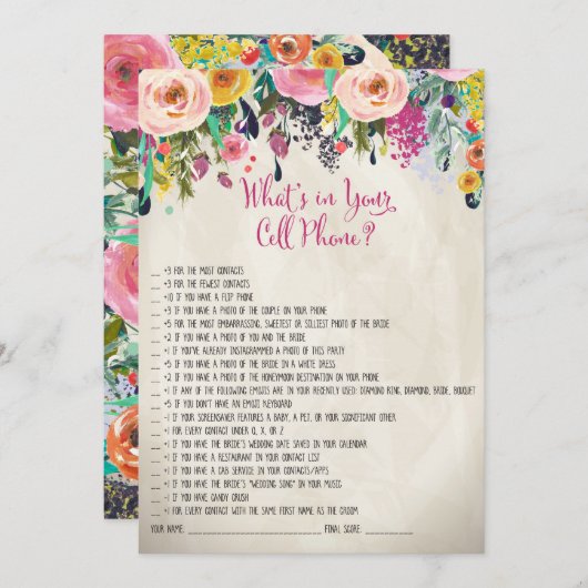 フローラブライダルシャワーあなたの携帯電話のゲームの中に何がある (正面/裏面)