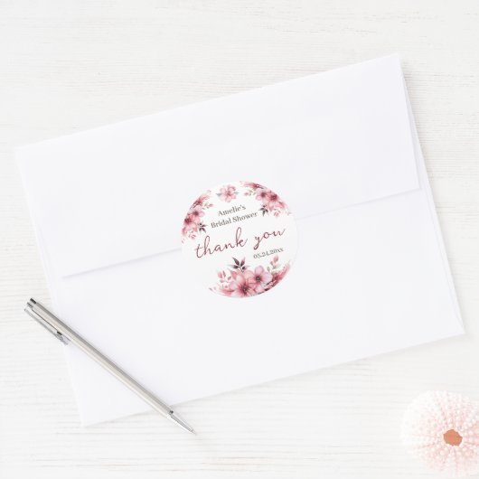 フローラブライダルシャワーありがとう ラウンドシール (封筒)