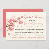 フローラブライダルシャワーさくらんぼブラウズピンクフラワーズ 招待状 (正面/裏面)