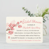 フローラブライダルシャワーさくらんぼブラウズピンクフラワーズ 招待状 (スタンド正面)