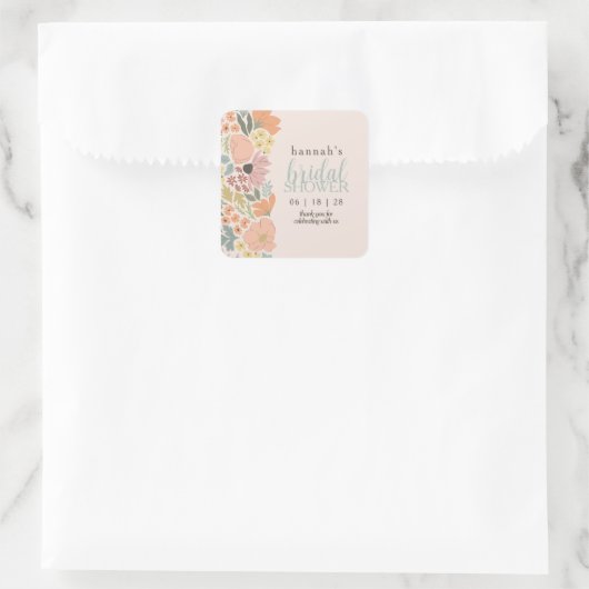 フローラブライダルシャワーま結婚たは スクエアシール (バッグ)