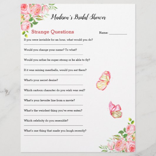 フローラブライダルシャワーアイスブレーカー💕 5ワードおもしろい (裏面)