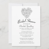 フローラブライダルシャワーアネモネス白黒フラワーズ 招待状 (正面)