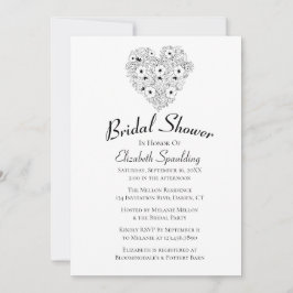 フローラブライダルシャワーアネモネス白黒フラワーズ 招待状